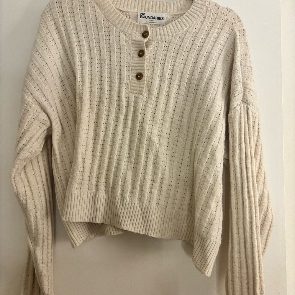 No Boundaries Cream Ribbed Sweater